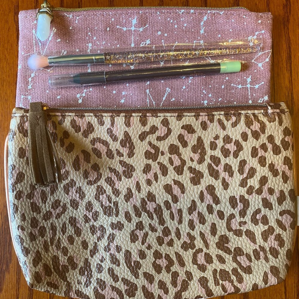 Ipsy Bag Bundle - Leopard Print & Constellation Ipsy Bags with Bonus Makeup